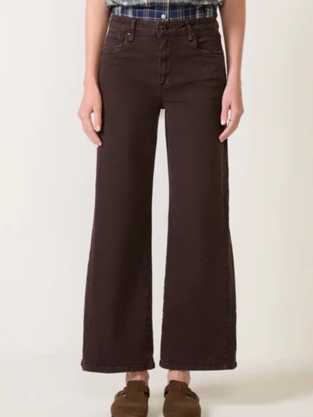 Kut From The Kloth Meg Wide Leg w Side Panel Chocolate size 12 Stretch Dark Wash